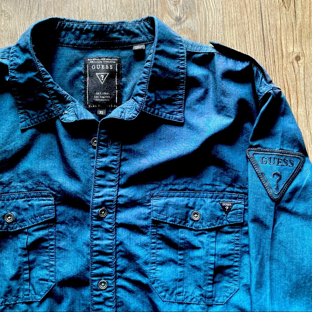 Guess Dark Denim Long Sleeve Button Down